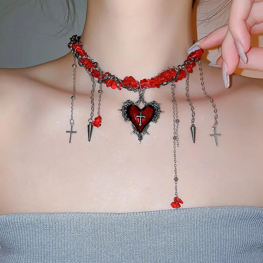Set 3 Collane Vintage Con Cristallo E Pietra - Girocollo Gotico, Per Halloween, Ragazze E Donne, Nero/rosa/viola - 3