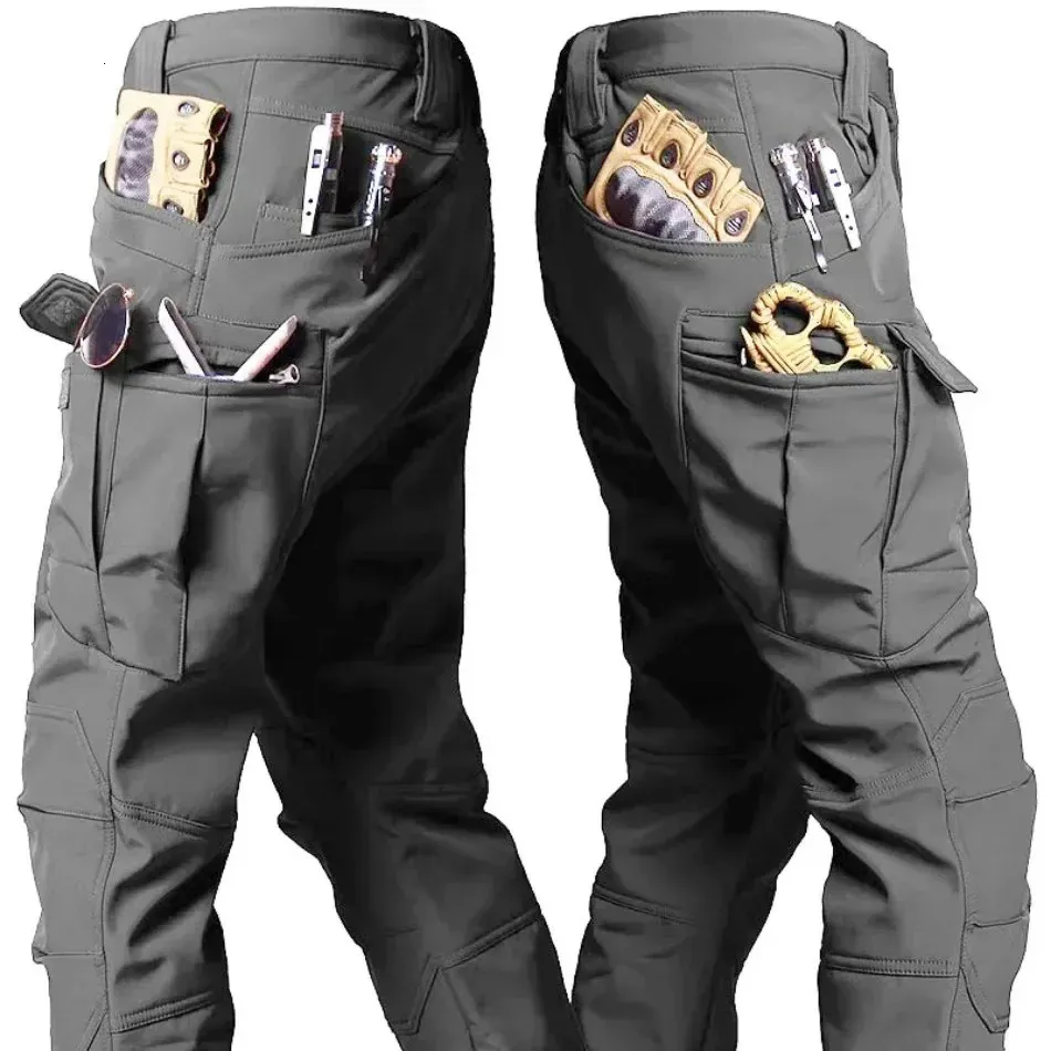 Winter Tactical Pants Men Acetate Soft Shell Cargo Trousers Outdoor ...