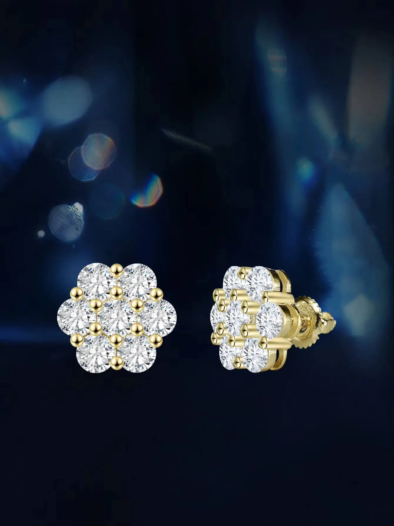 Orecchini a lobo da uomo di lusso in argento sterling 925 con moissanite a grappolo e diamanti VVS, in varie misure, all'ingrosso._voghion.com