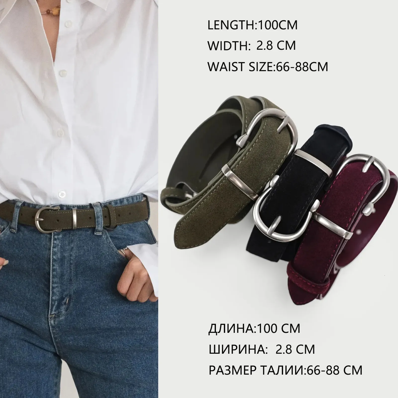 Genuine Suede Leather Belt For Women, Narrow Waistband | DHgate display picture 3