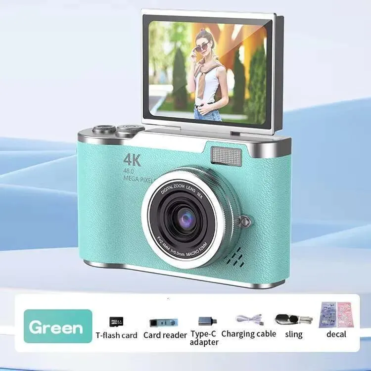 4K Digital Camera 48MP CCD 180° Flip Screen 8X Zoom Portable Point