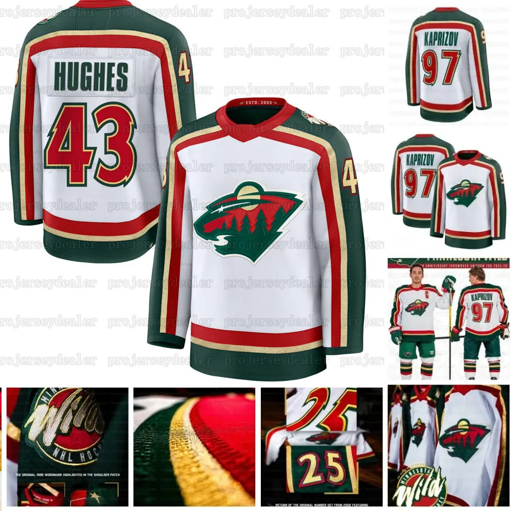 Quin Hughes Wild 2025 26 Home Hockey Jersey Kirill Kaprizov Marc