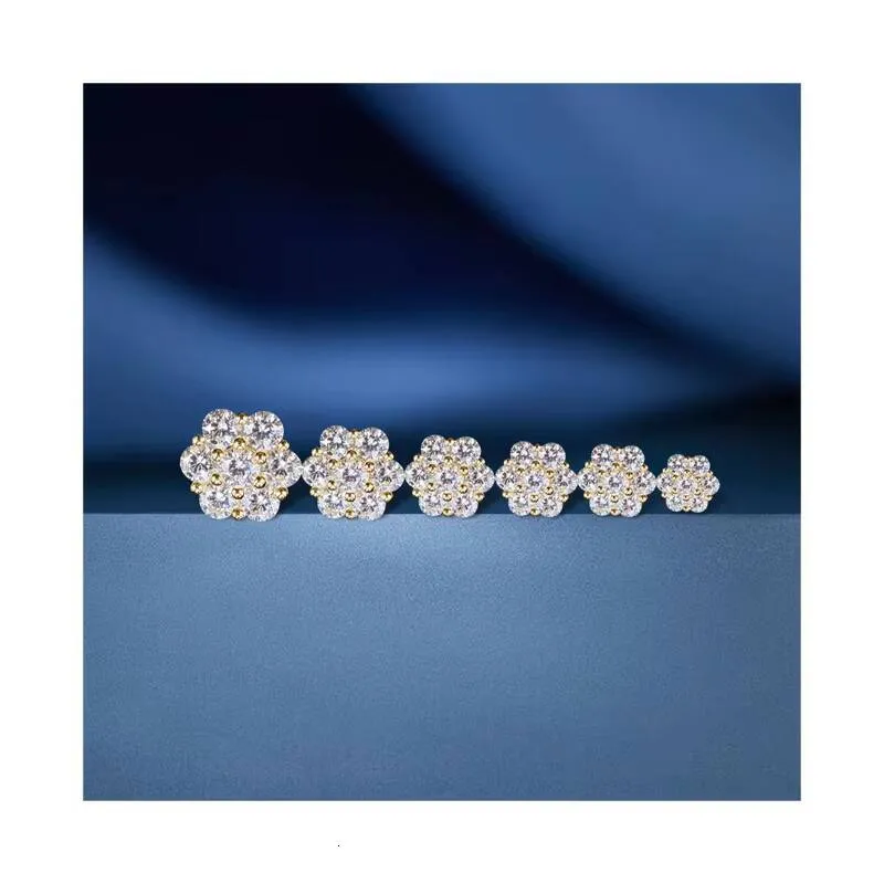 Orecchini a lobo da uomo di lusso in argento sterling 925 con moissanite a grappolo e diamanti VVS, in varie misure, all'ingrosso._voghion.com