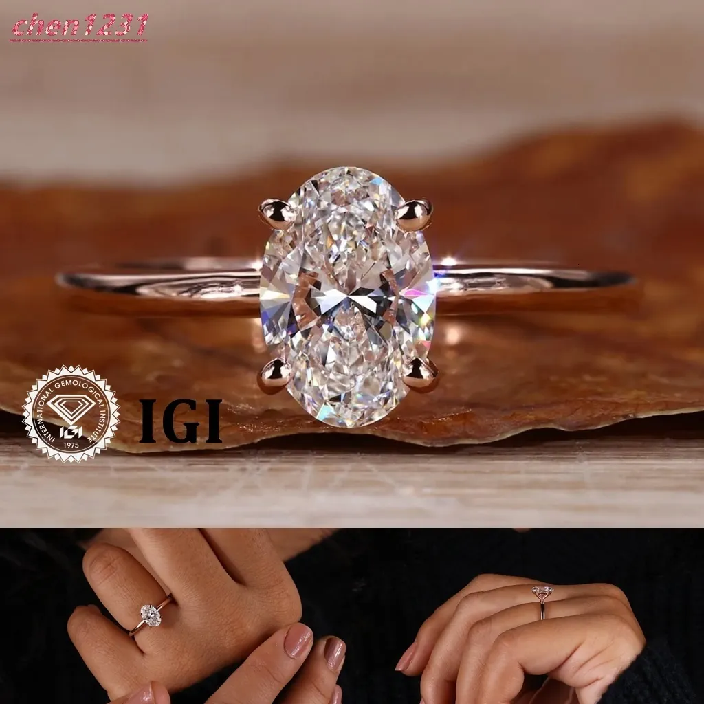 Oval Lab Grown Diamond Ring Gold Plated 925 Silver Engagement_voghion.com