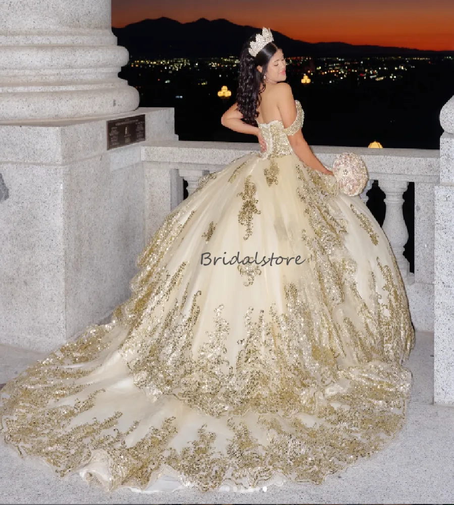 Luxury Beige Quinceanera Dresses With Sequin Princess... From 159,99 €
