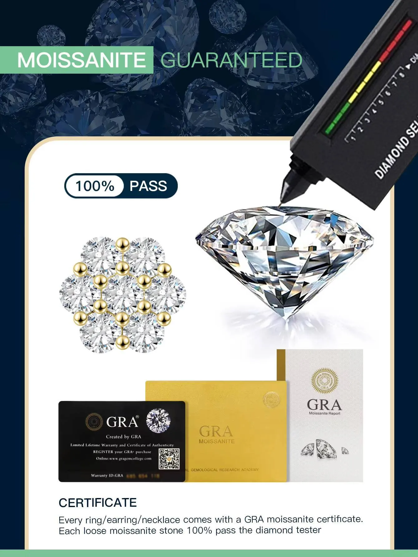 Orecchini a lobo da uomo di lusso in argento sterling 925 con moissanite a grappolo e diamanti VVS, in varie misure, all'ingrosso._voghion.com