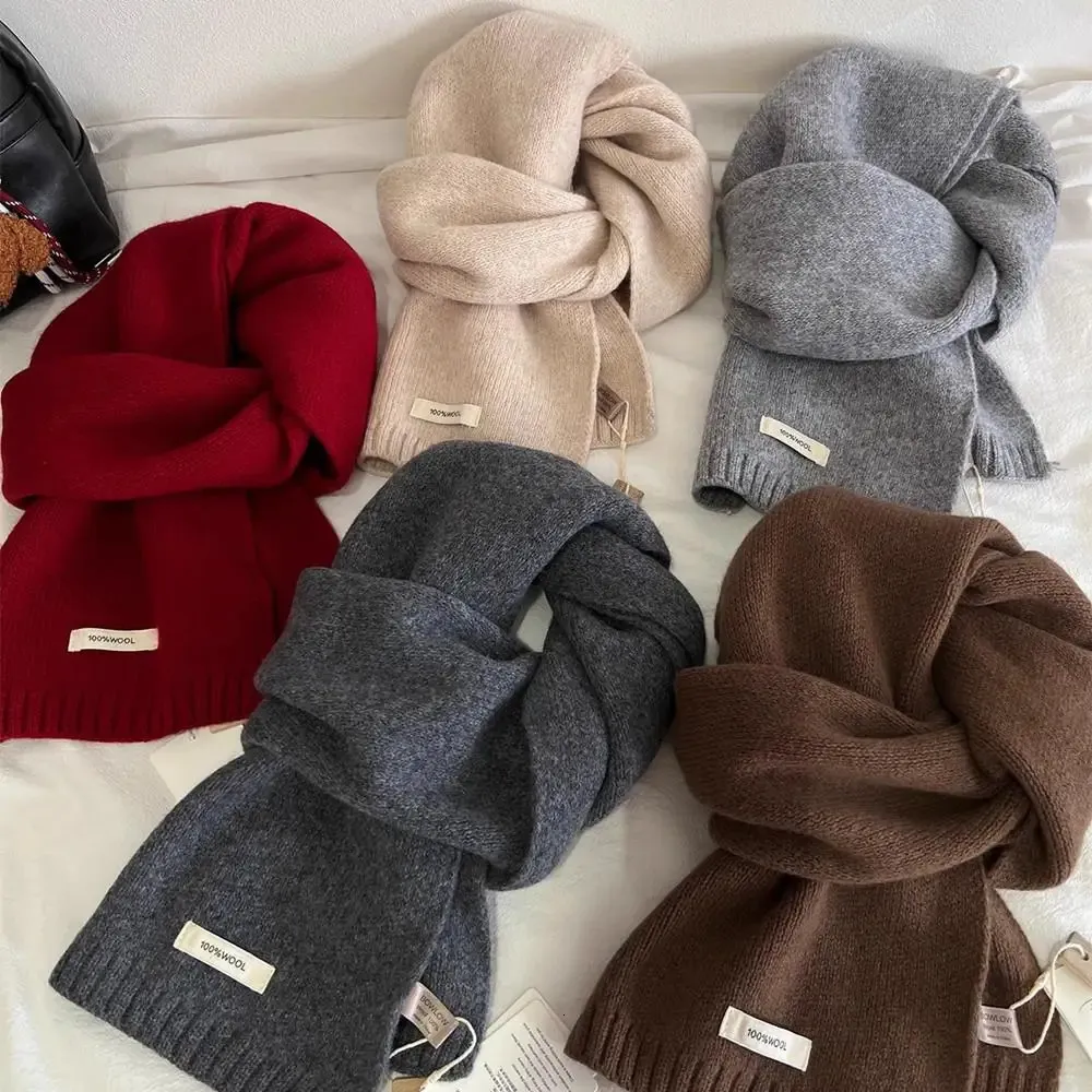 100 Cashmere Knitted Scarf Unisex Autumn Winter Warm Pure Wool Neck ...
