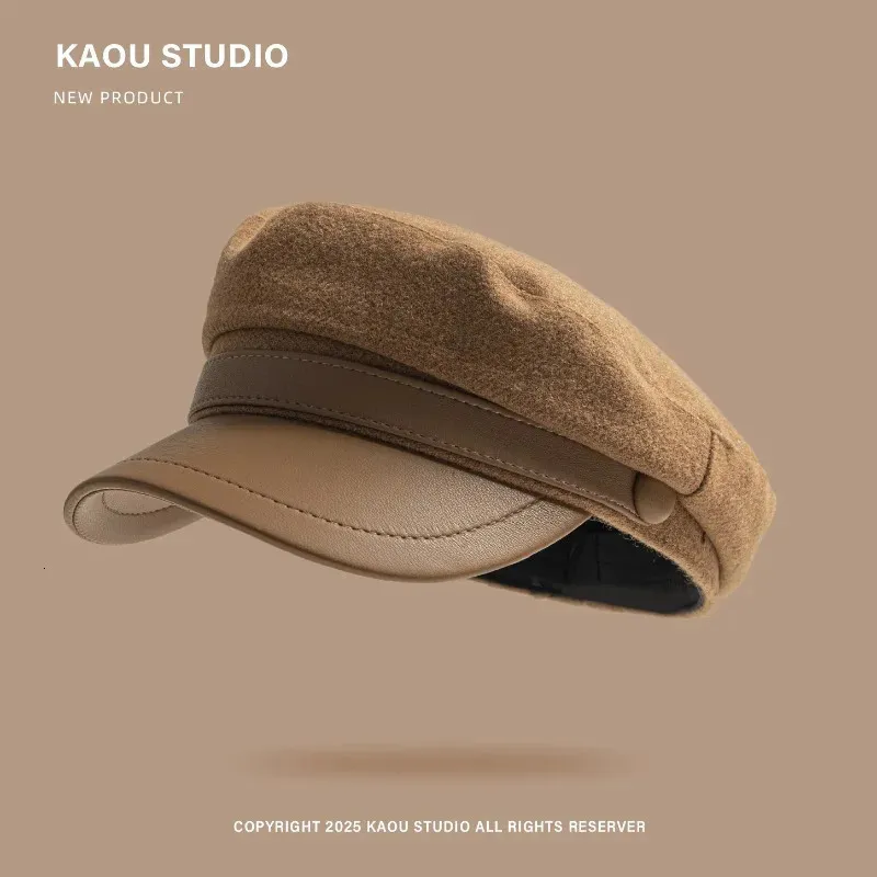 Autumn And Winter Woolen Warm Flat Top Sboy Caps Mens  display picture 2