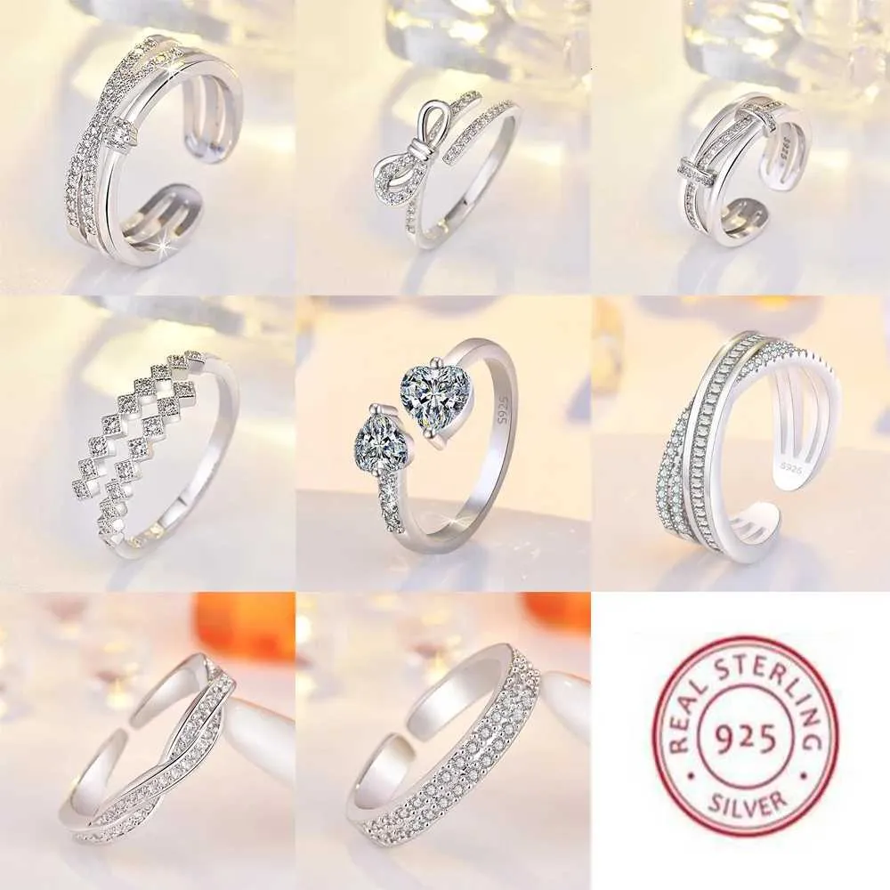 Elegant 925 Sterling Silver Adjustable Ring With Zircon For Women_voghion.com