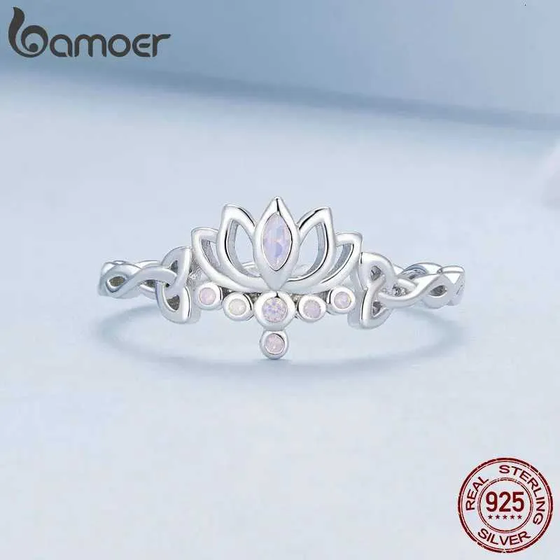 Anello fiore di loto bamoer in argento 925 con zircone viola_voghion.com
