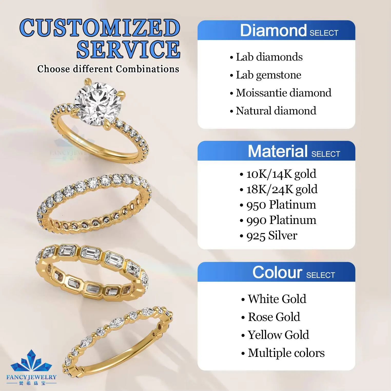 FANCY Jewelry Wedding 14k Gold With Round Brilliant Oval Cut 2ct Moissanite Diamond Ring Set For Parties_voghion.com