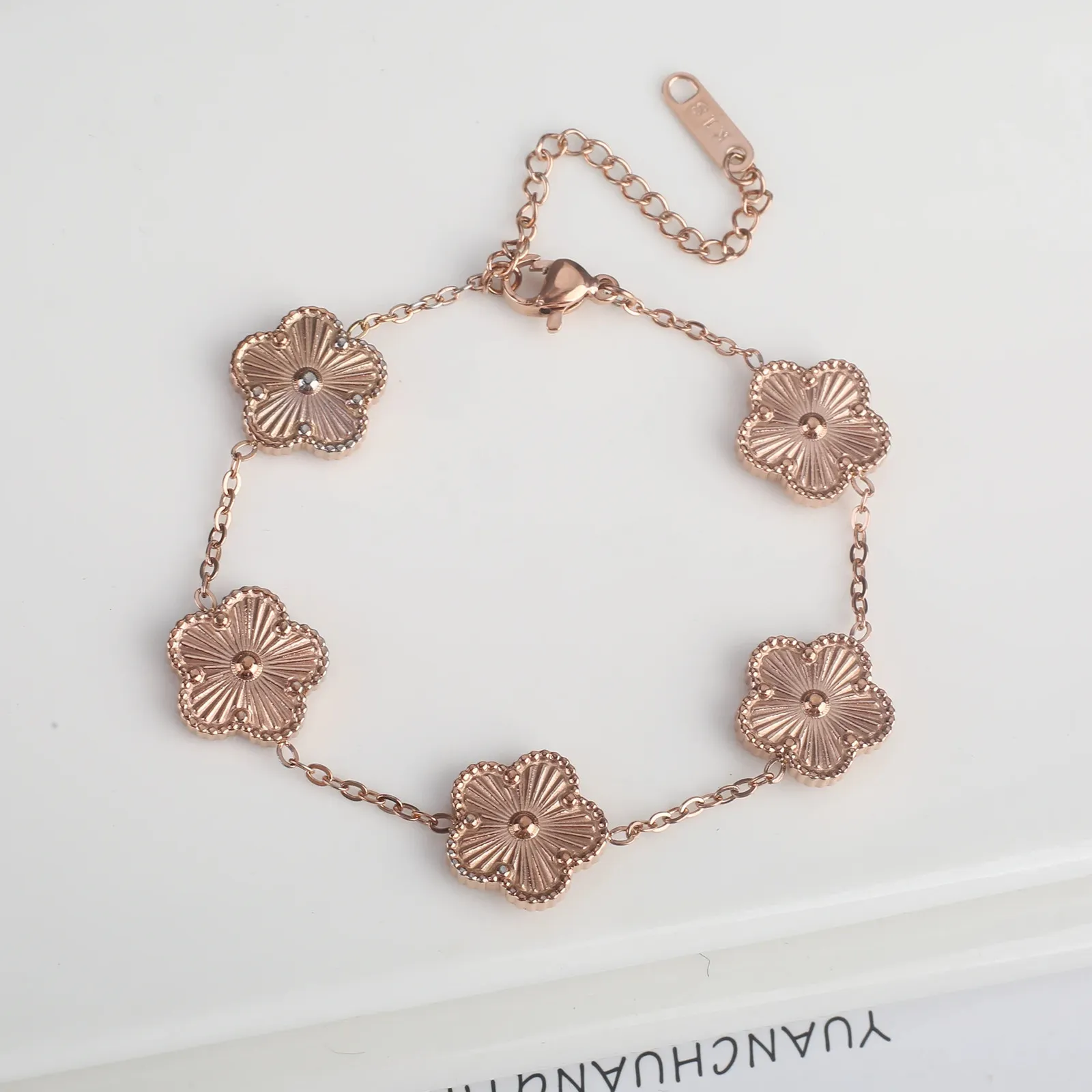 Bracciale Donna Con Fiore In Acciaio Inossidabile | Gioiello Elegante, Lunghezza 20 Cm, Regalo Per Ogni Occasione - 3