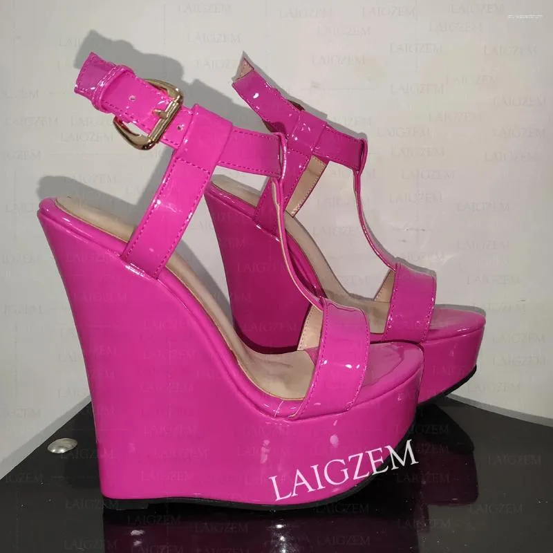 SEIIHEM Women's Big Size Platform Wedges Sandals - Open Toe High Heels With Ankle Strap (EU 42, US 12, Black/Red/Fuchsia/Blue/Green/Burgundy/Brown Available)