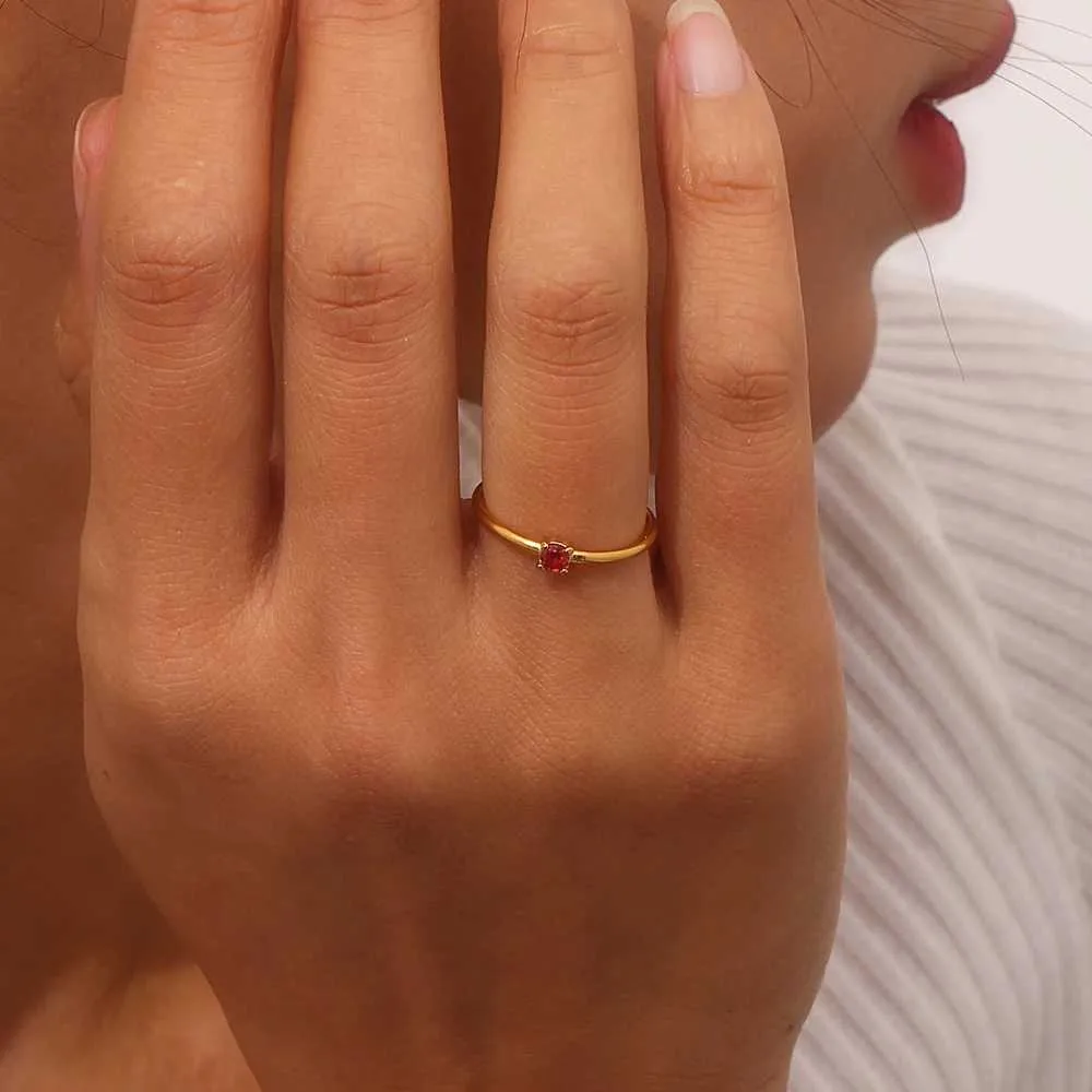 Bague zodiaque avec pierre de naissance plaqué or acier_voghion.com