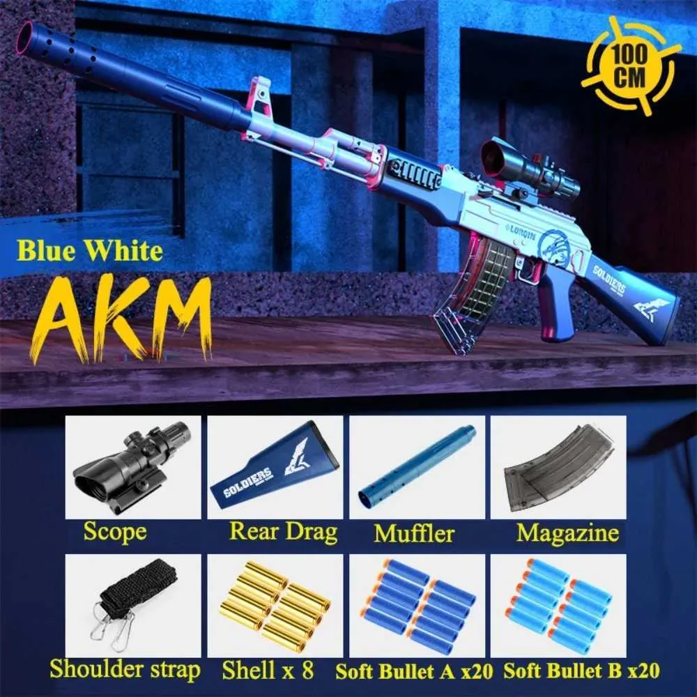 Ak47 Soft Bullet Toy Gun Manual Loading Assault Rifle For Outdoor CS ...