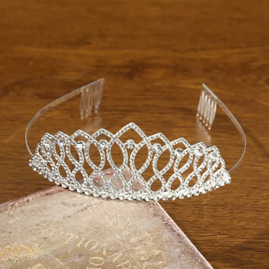 10-Piece Rhinestone Tiara Set with Combs for Parties & Weddings Amazon.com: Princess Crown Comb Set for Girl 18 Pcs Silver  main image 4