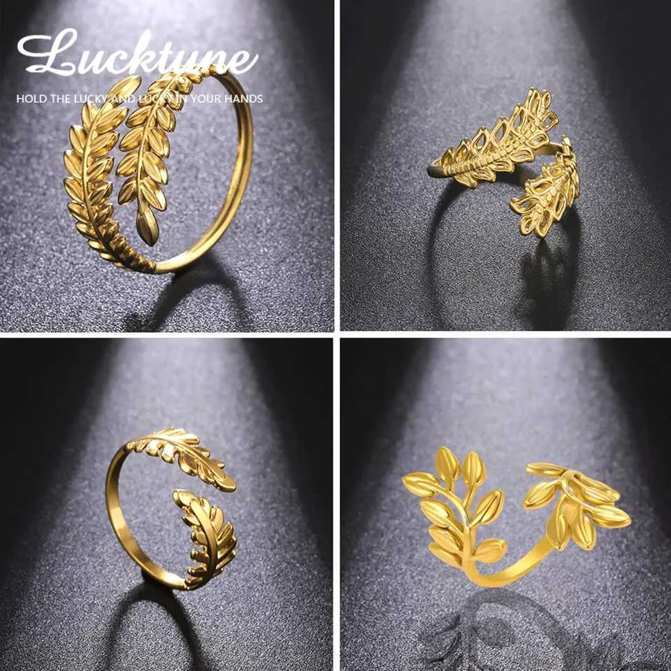 Adjustable Gold Stainless Steel Designer Ring For Women_voghion.com