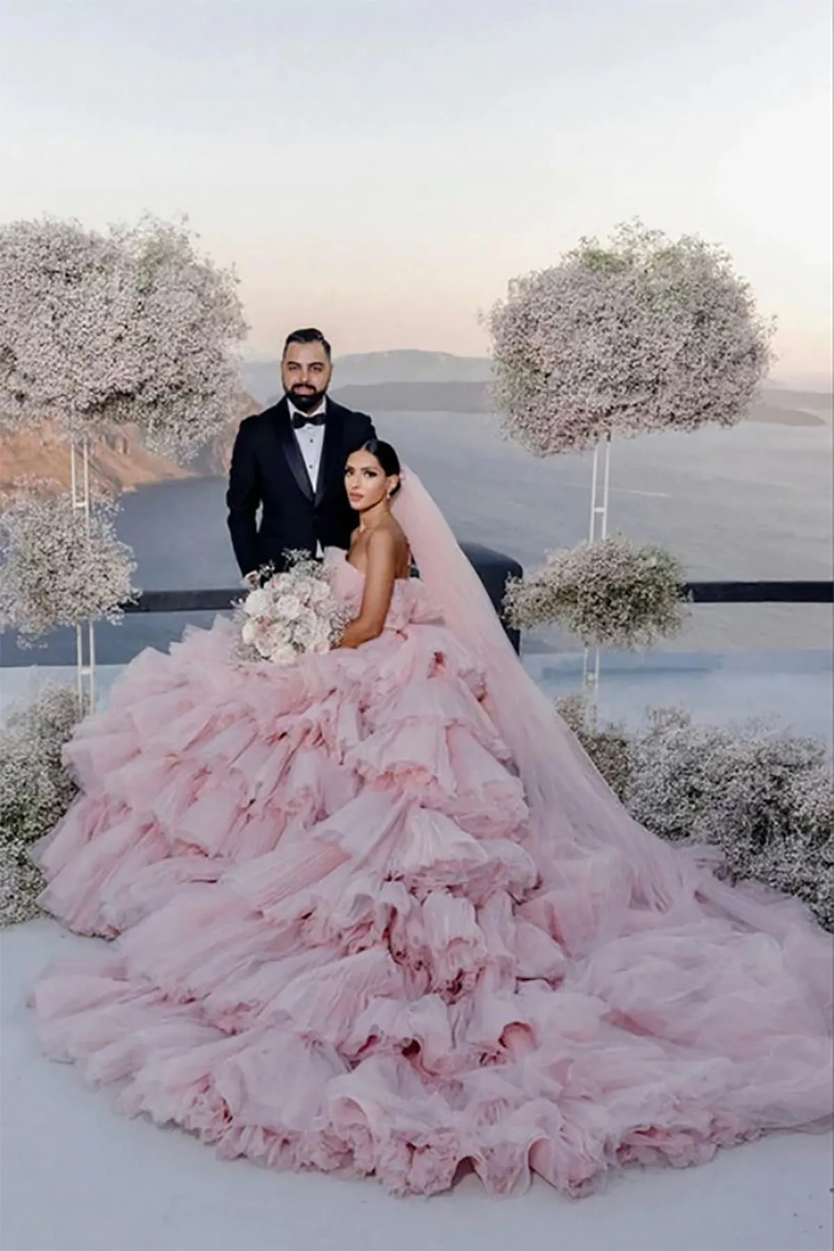 strapless open back dress Pentelei 3417 Ballgown Dress with Long Sleeves and Lace