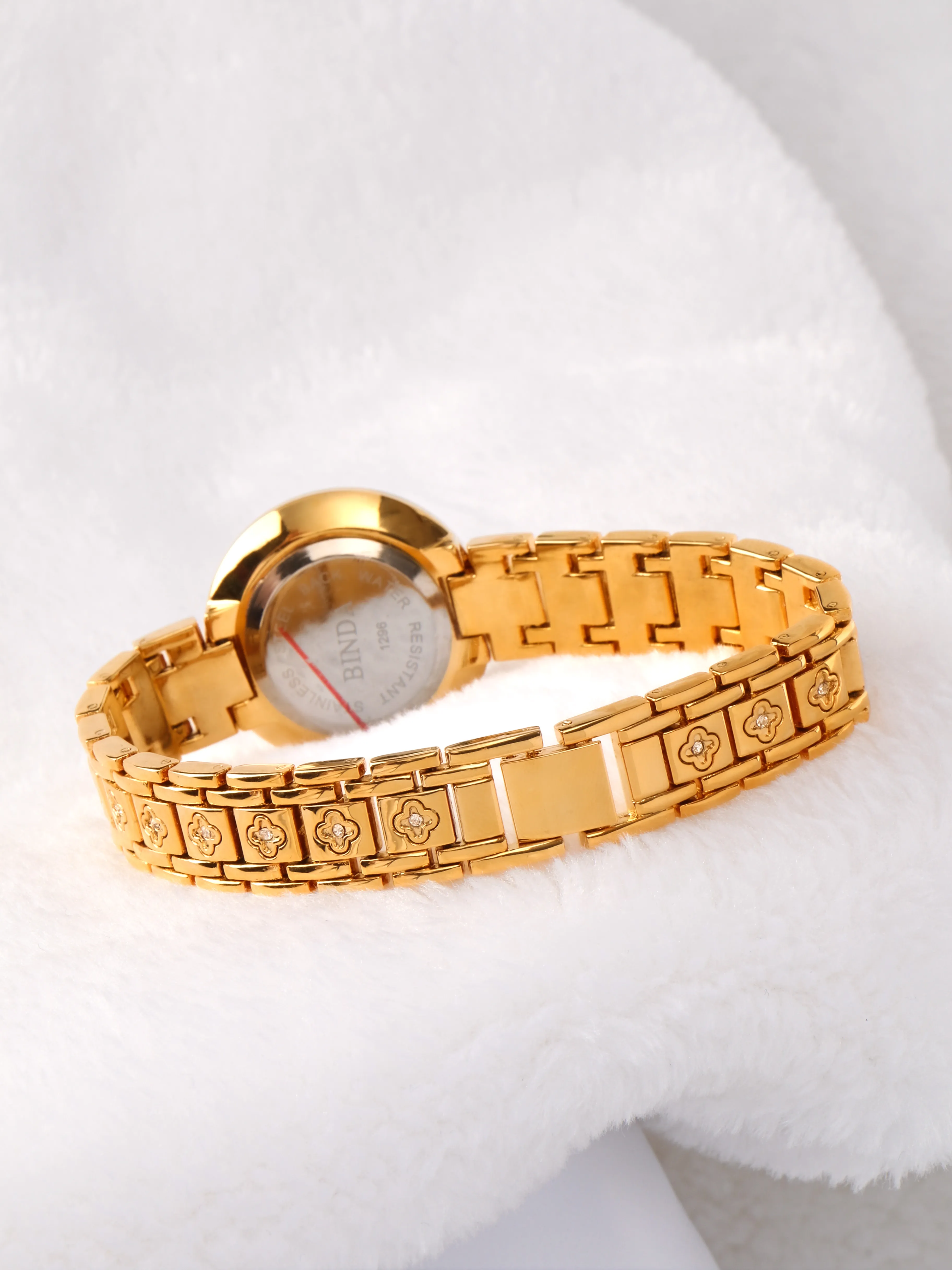 BINDA Women Gold Quartz Bracelet Watch, Gold Plated... From  display picture 1