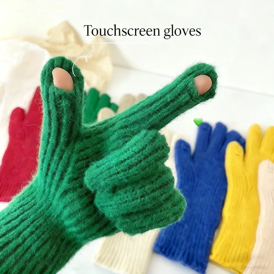 Guanti termici touchscreen guanti invernali lavorati a maglia caldi SMS per guida e cavo donne polsino tempo per uomini freddi guanti elastici guanti guanti da uomo inverno caldo