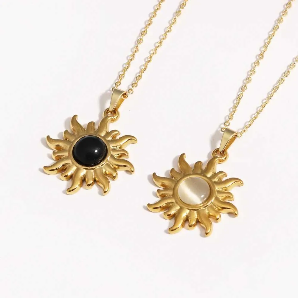 Goldene Sonnen-halskette Aus Edelstahl Für Damen_voghion.com
