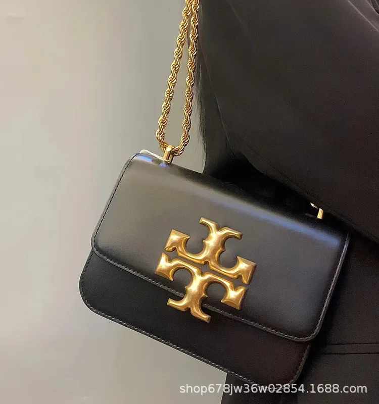 Small Square Shoulder Bag with Double T Lock Crocodile Pattern Metal ...