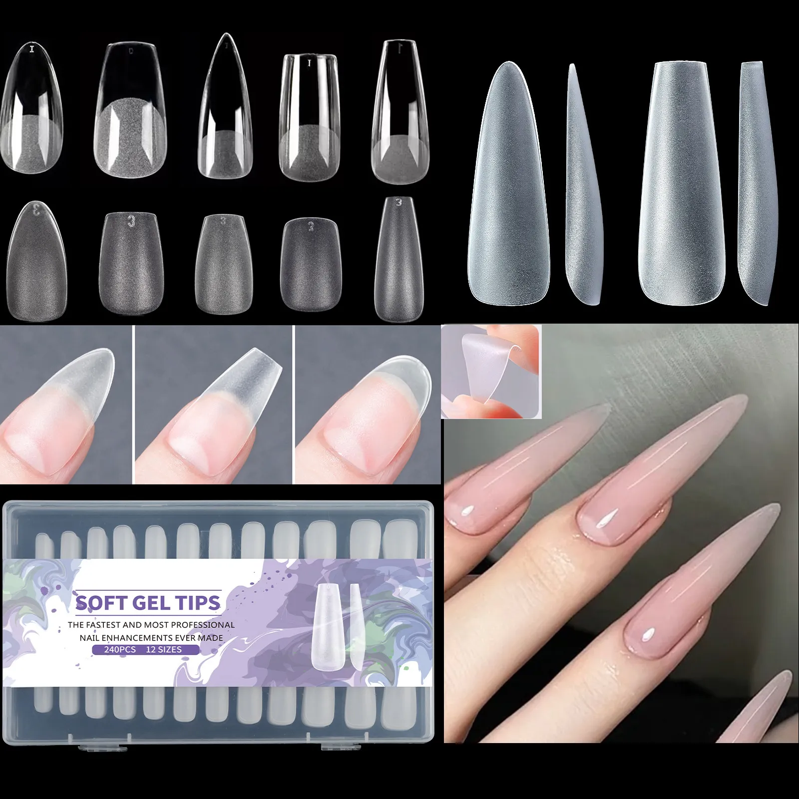 21% OFF – 240‑Piece Matte Press‑On Full‑Cover Nail Tips, Oval & Almond Transparent Set – Lowest Price
