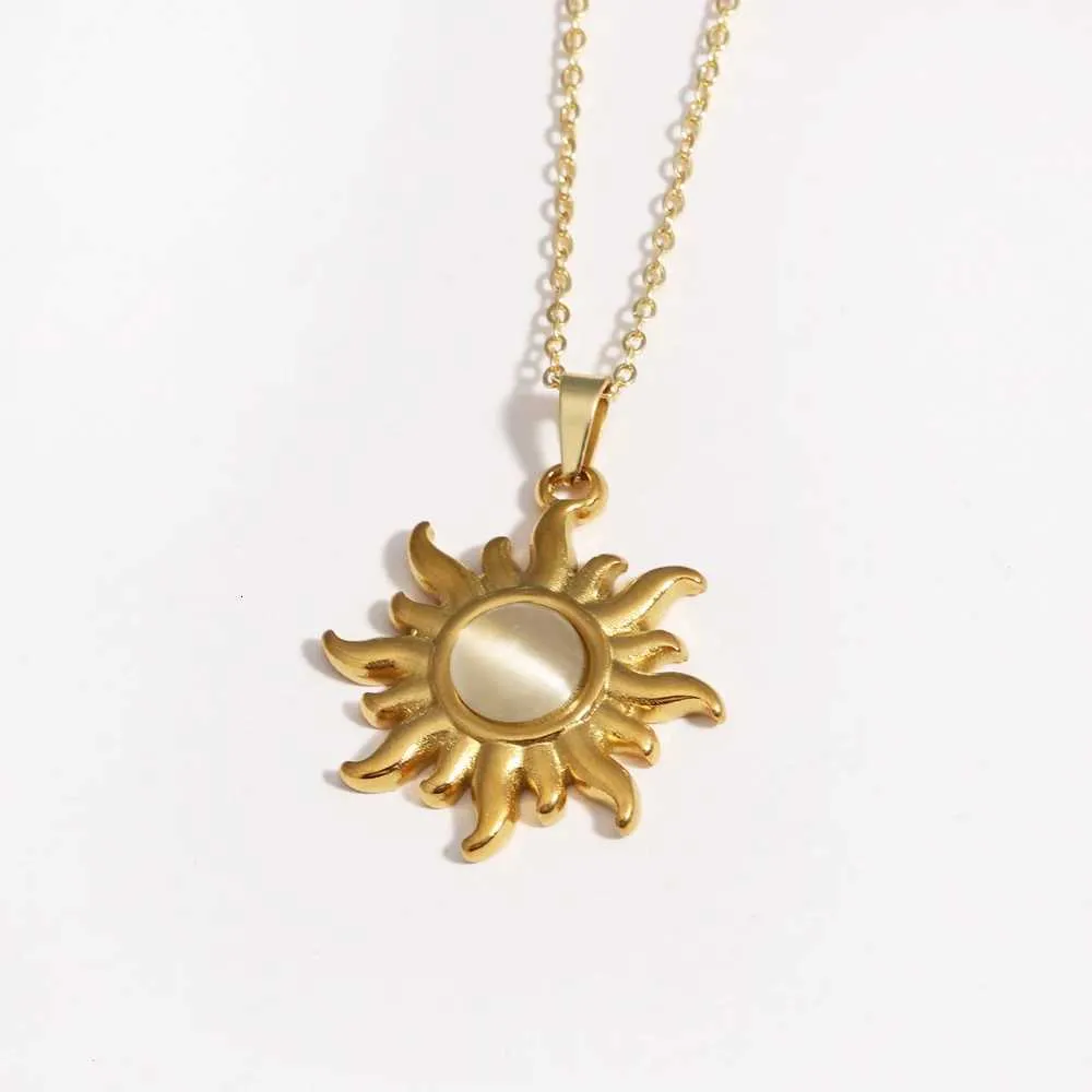 Goldene Sonnen-halskette Aus Edelstahl Für Damen_voghion.com