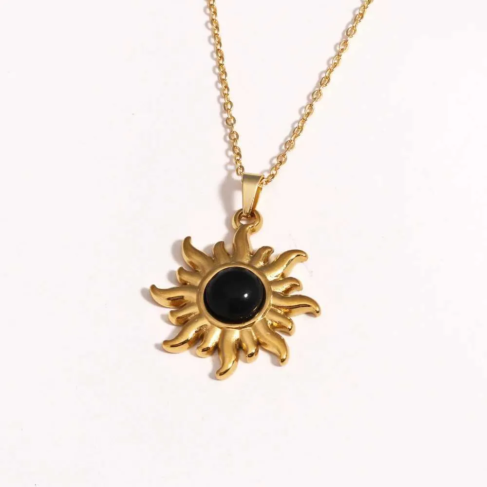 Goldene Sonnen-halskette Aus Edelstahl Für Damen_voghion.com