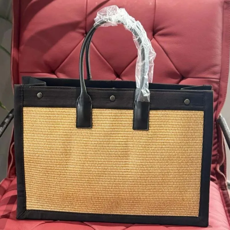Designer Embroidered Linen Tote Bags Leather Trim From