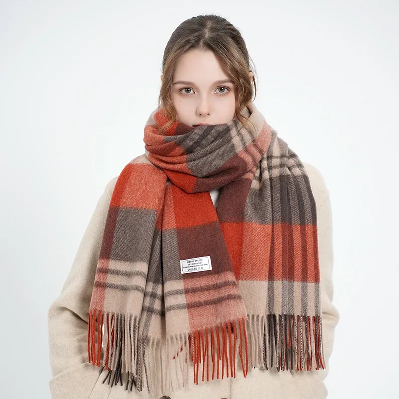 Classic Plaid Unisex Wool Scarf 200x60 cm Long Wrap for Winter Warmth ...