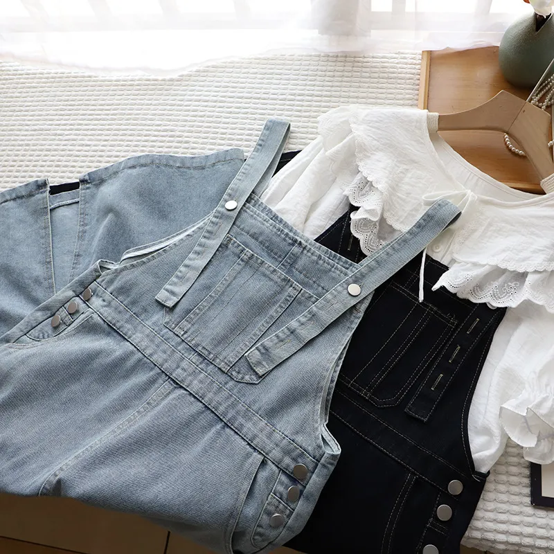 korean fashion overall dress J26350 Korean Style Denim Overall Dress - Slimming Loose Fit Straight Skirt  for Women