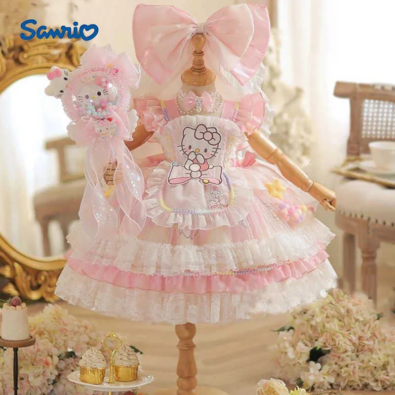 Sanrio cute Hello Kitty Dress Lolita Girls Party Skirt Girl Kids Dress  Childrens Clothes Girls Clothes Kawaii Anime Birthday Gift H251216