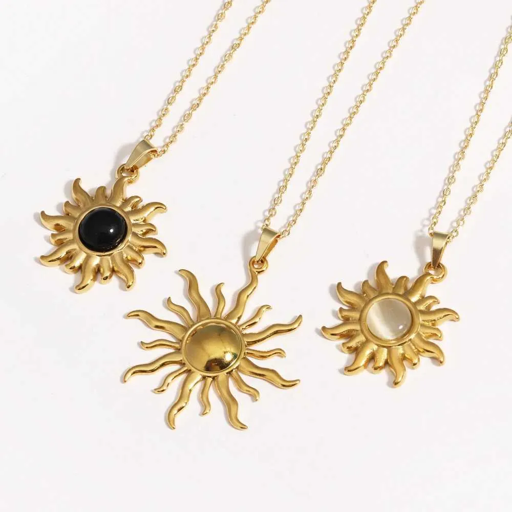 Goldene Sonnen-halskette Aus Edelstahl Für Damen_voghion.com