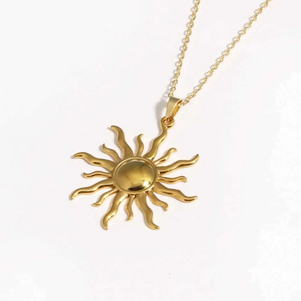 Goldene Sonnen-halskette Aus Edelstahl Für Damen_voghion.com