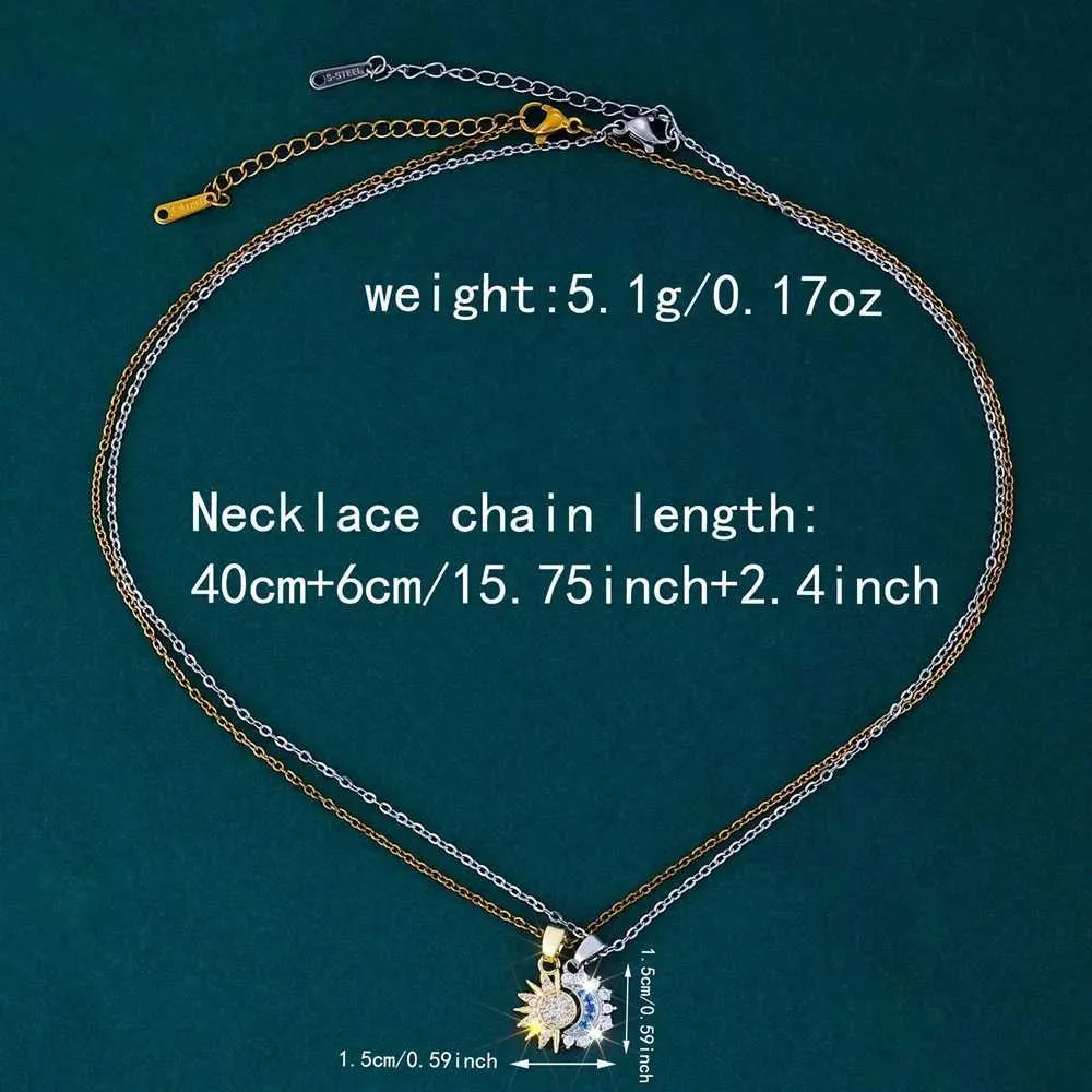 Personalized Retro Magnetic Sun Moon Necklace Set For Couples_voghion.com