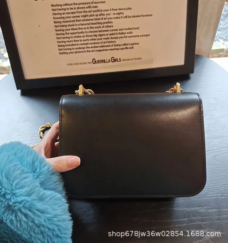 Small Square Shoulder Bag with Double T Lock Crocodile Pattern Metal ...