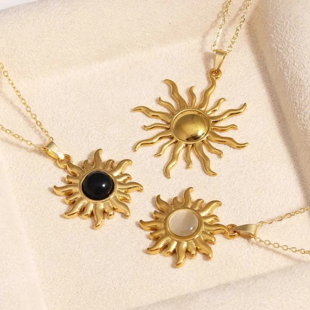 Goldene Sonnen-halskette Aus Edelstahl Für Damen_voghion.com