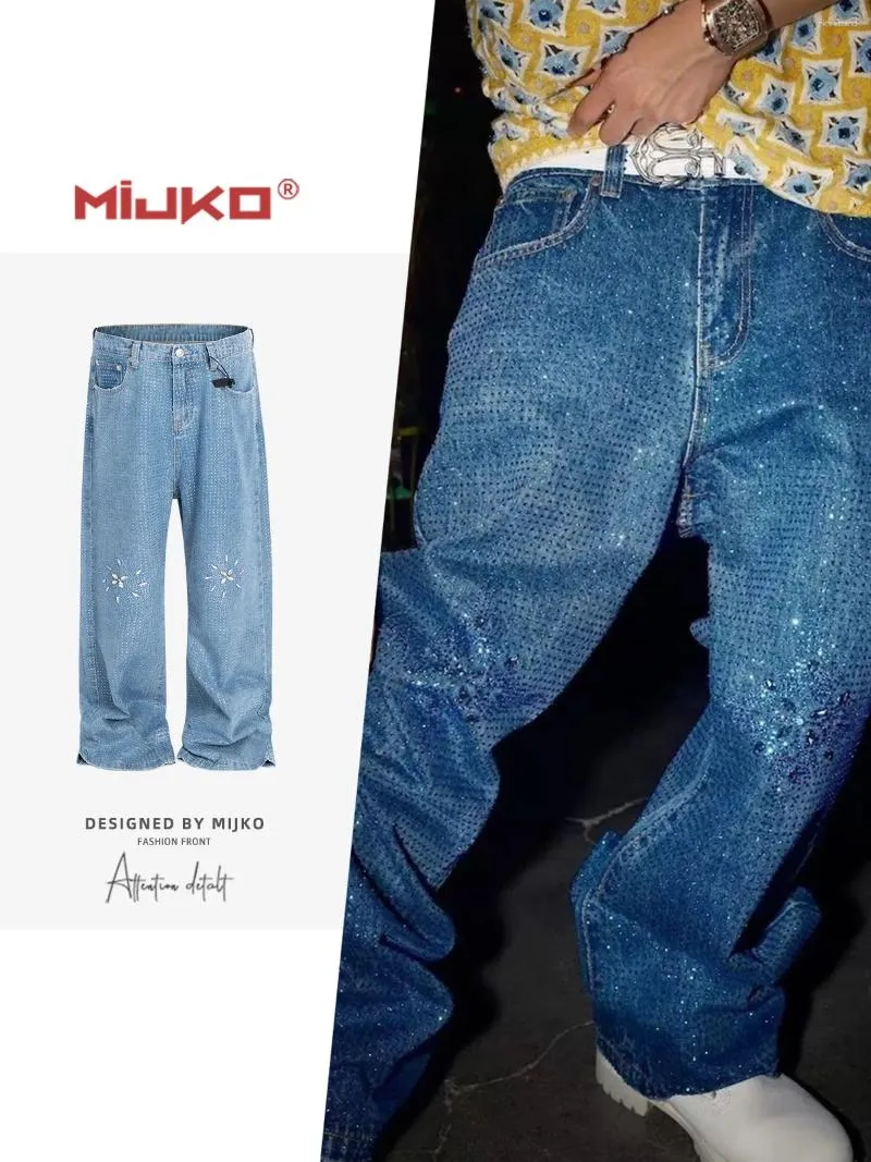 メンズ ジーンズ MIJKO ラインストーン グロー フル ダイヤモンド