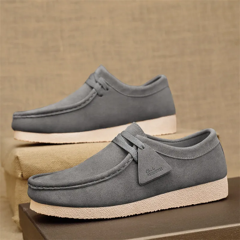 2026sFashion Khaki Casual Suede Leather Loafers Platform Slip On Men's Driving Lightweight Leisure Men Shoes 2026_voghion.com