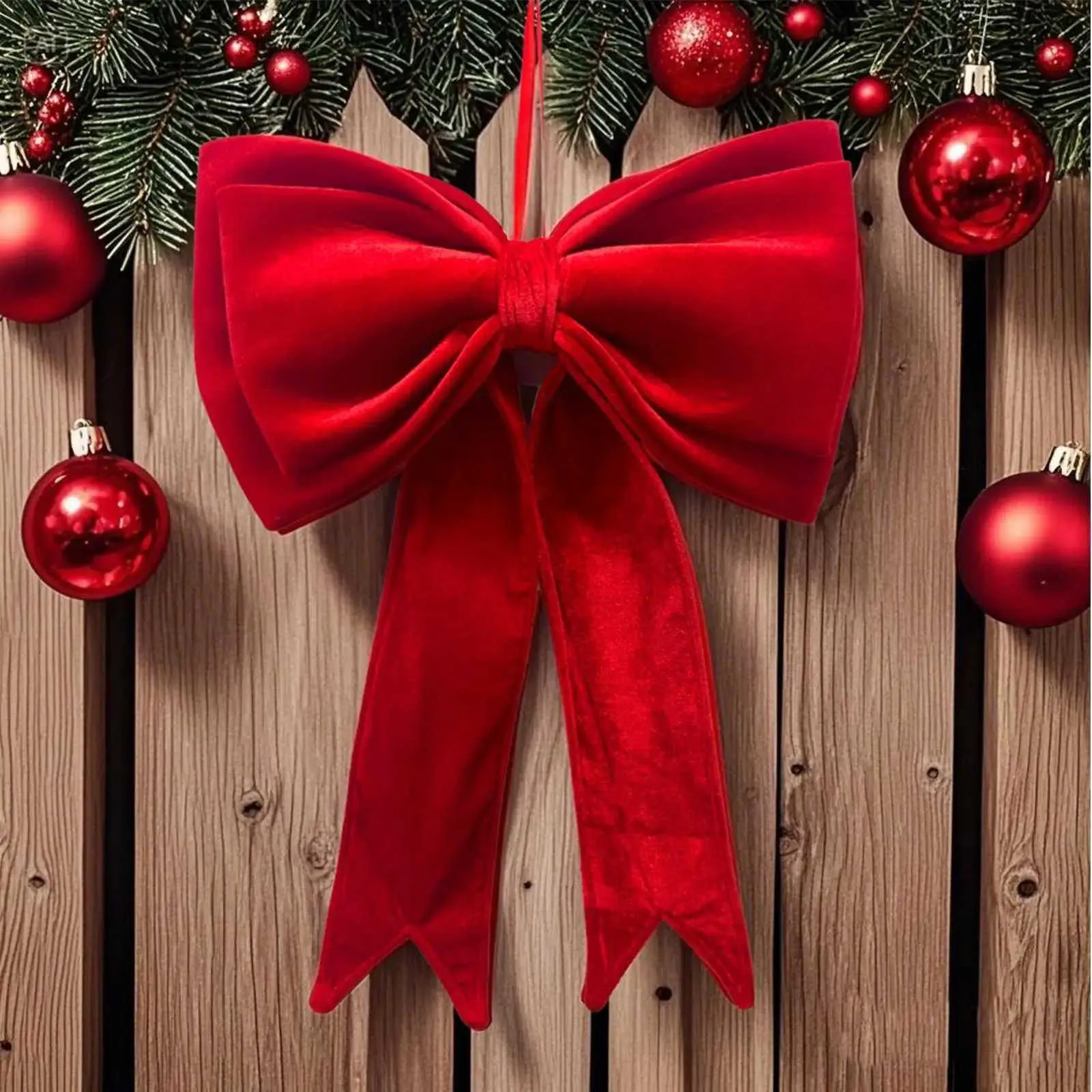 Velvet Christmas Door Bows 19x25 Inch Seasonal Hangable Holiday ...