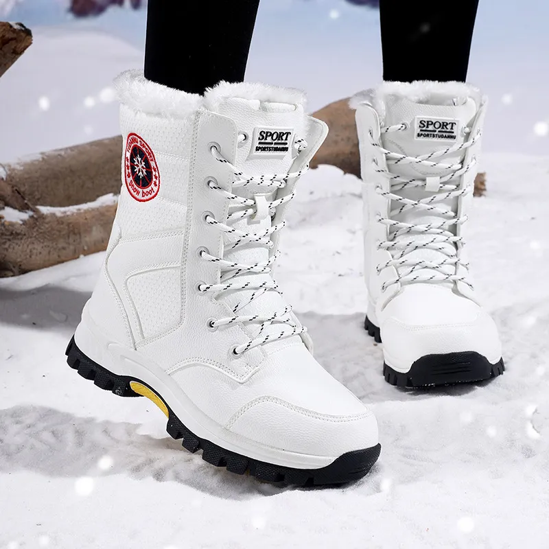 Designer-Damenstiefel, wasserdicht, Wanderstiefel für Schnee 2026, Winterstiefel, hoher Schaft, Schnürung, dicke Sohle, Outdoor-Trailstiefel_voghion.com