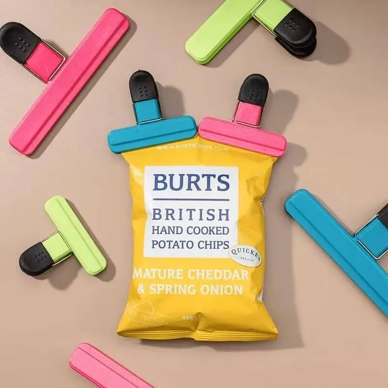 4 Clip Di Sigillatura Per Sacchetti Alimentari In Plastica | Multicolore, 13x6,1 Cm Per Snack E Conservazione Freschezza