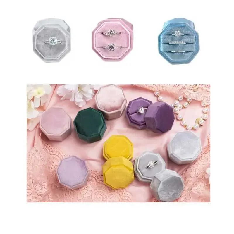 Octagonal Multi-slot Velvet Ring Box 1.97 × 1.97 in Multi-color Jewelry ...