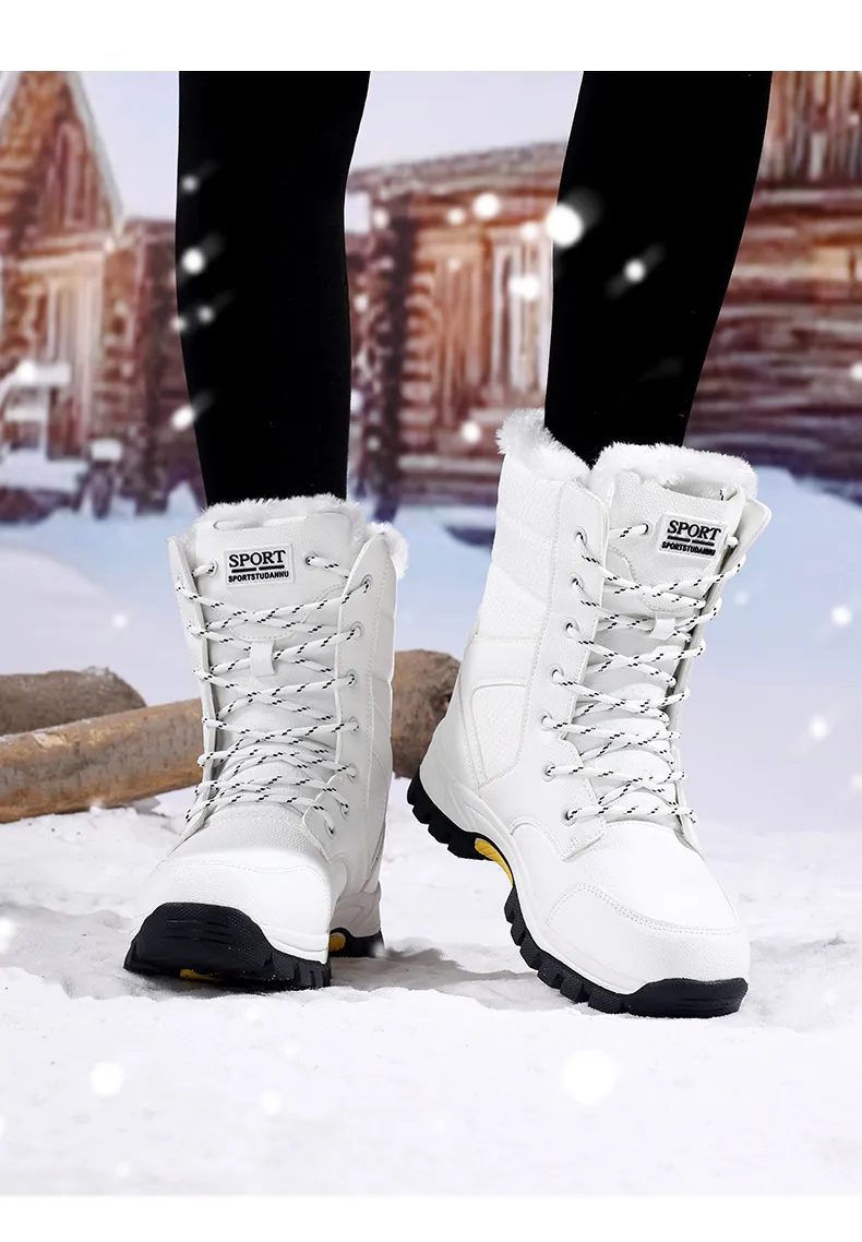 Wasserdichte Damen Wanderstiefel Designer Winter Schnürschuhe_voghion.com