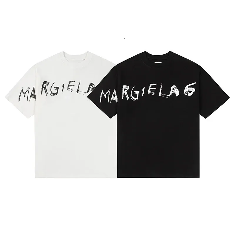Graffiti Printed T Shirt Short Sleeve Round Neck Loose Fit Acetate