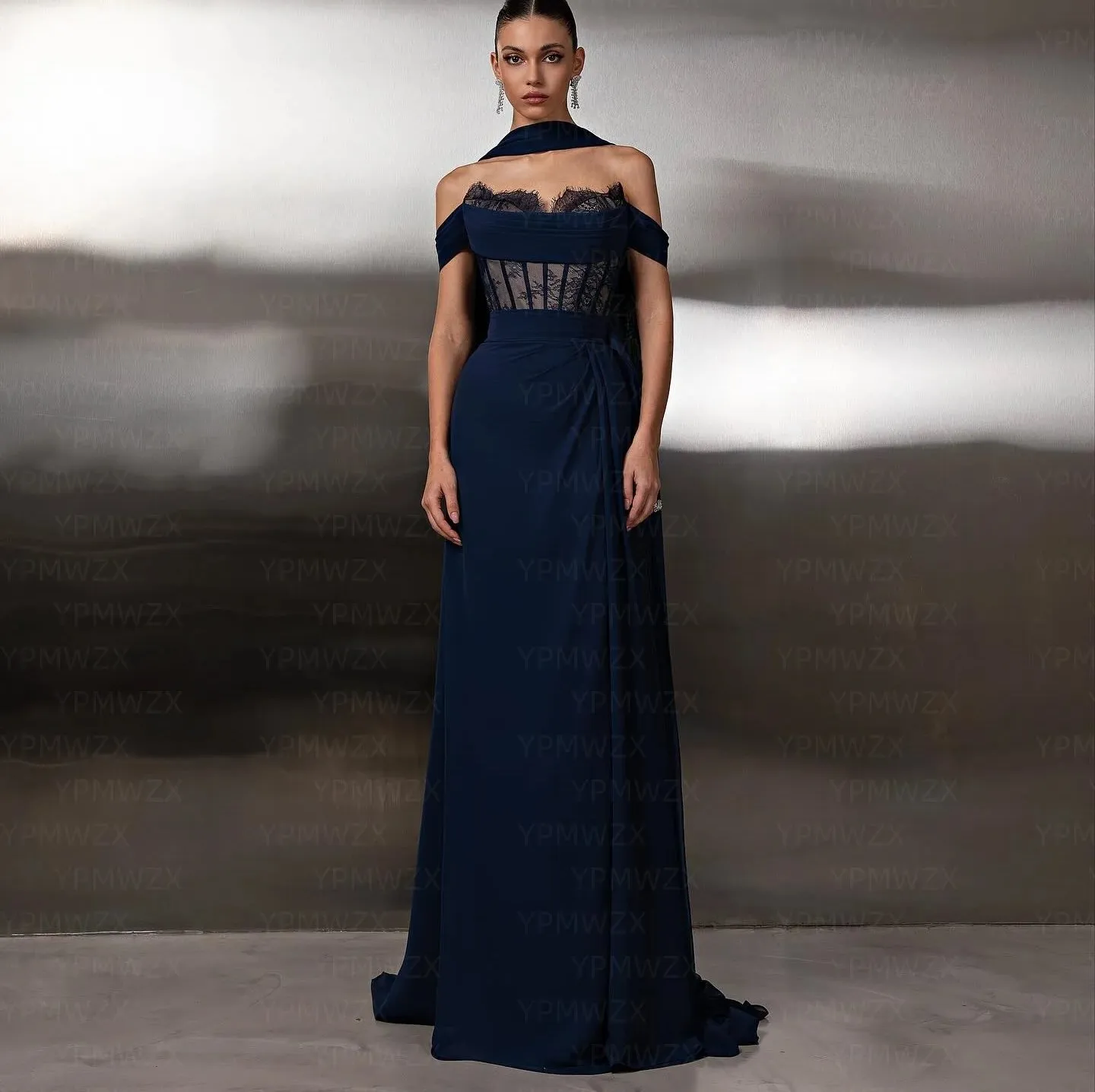 Navy Blue Off Shoulder Sexy Long Cocktail Dress 2026... From Babydress126,  $74.3 | DHgate.Com