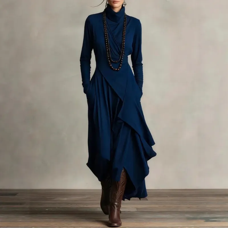 chinese dress ladies Brown Western Inspired Maxi Dress Small