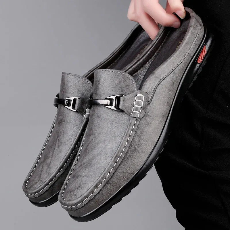 Men Casual Summer Hollow Out Mens Driving High Quality Male Business Shoes Half Slippers Genuine Leather Loafers 251217_vogvips.com