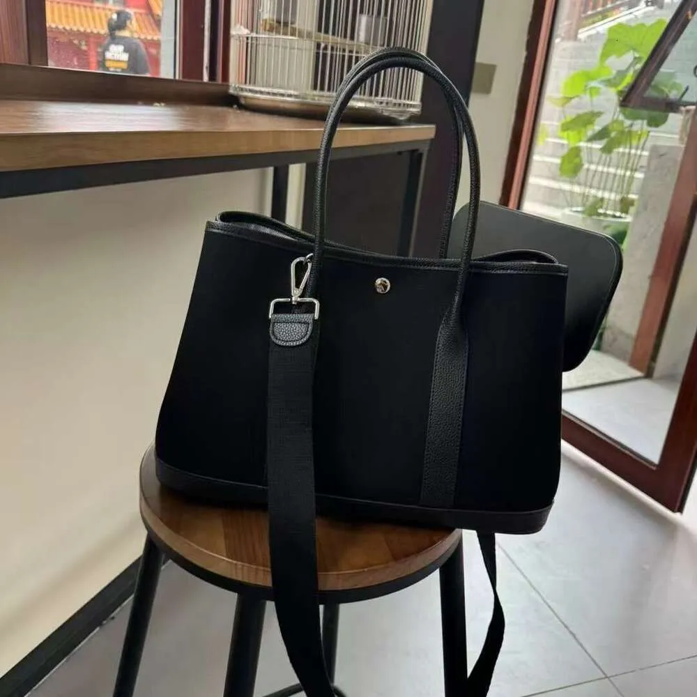 Canvas Patchwrk Tp Layer Cwhide Garden Large Capacity Clr Blck Handbag Mm Cmmuter Shpping Tte Wmen Bag N_voghion.com